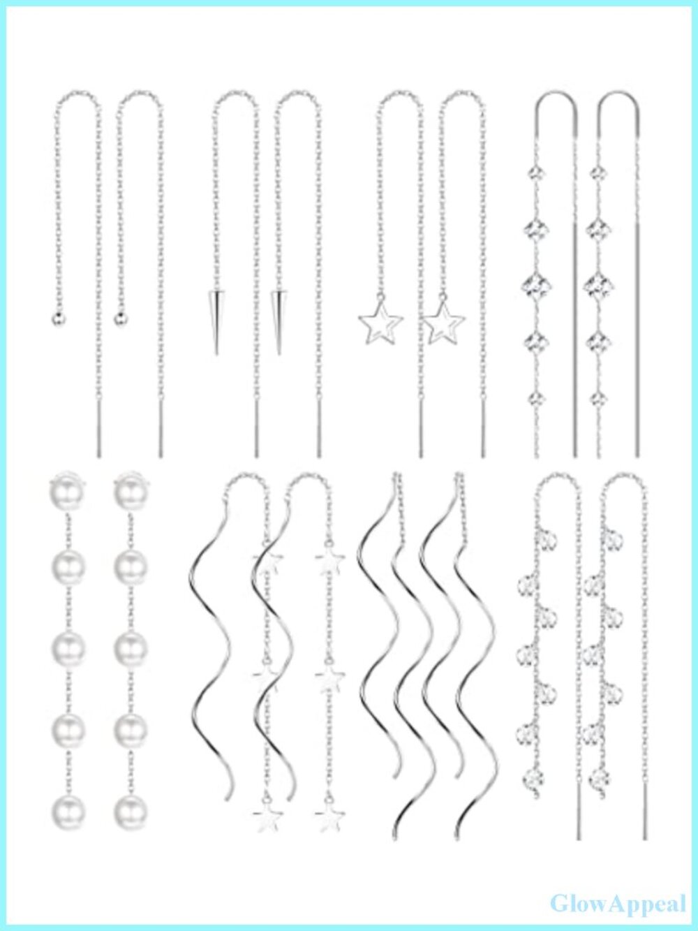 8 Pairs Threader Dangle Earrings for Women Long Chain Stainless Steel